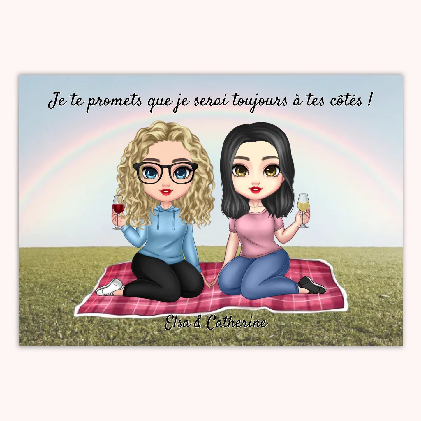 Affiche Personnalisée - Meilleures Amies Chibi