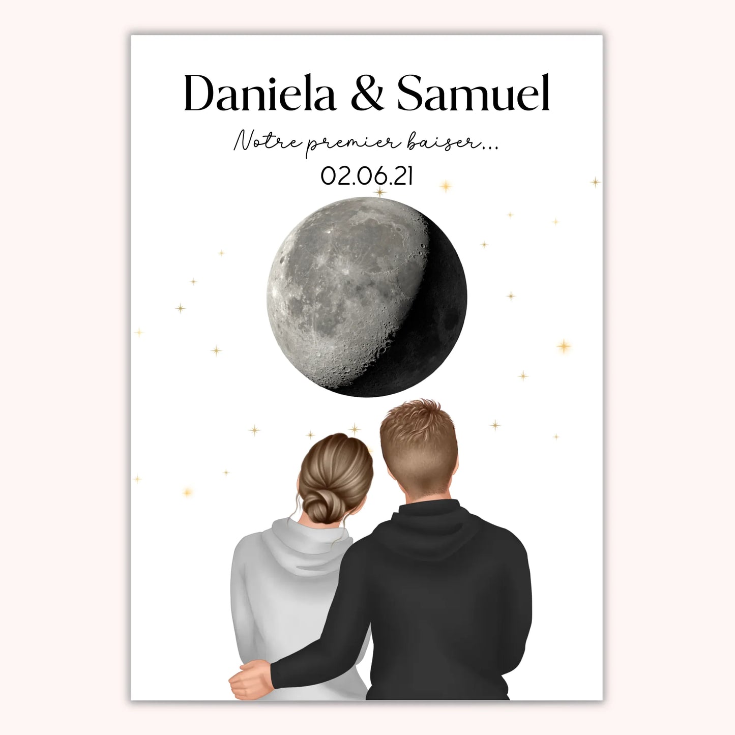 Affiche Personnalisée - Couple Date Lune