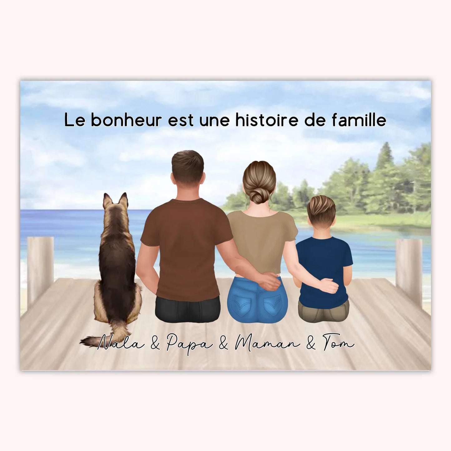 Affiche Personnalisée - Famille Papa Maman Enfants & Animaux