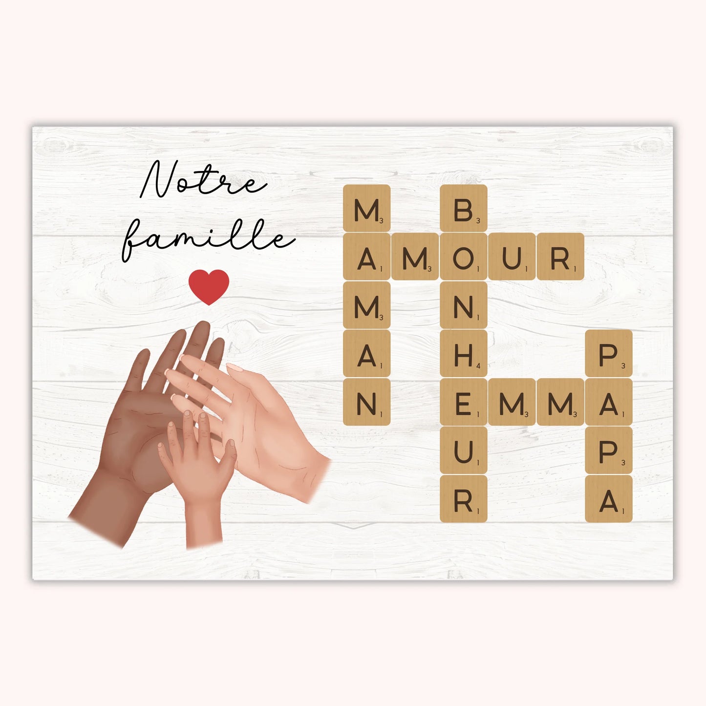 Affiche Personnalisée - Famille Scrabble - Avec Animaux