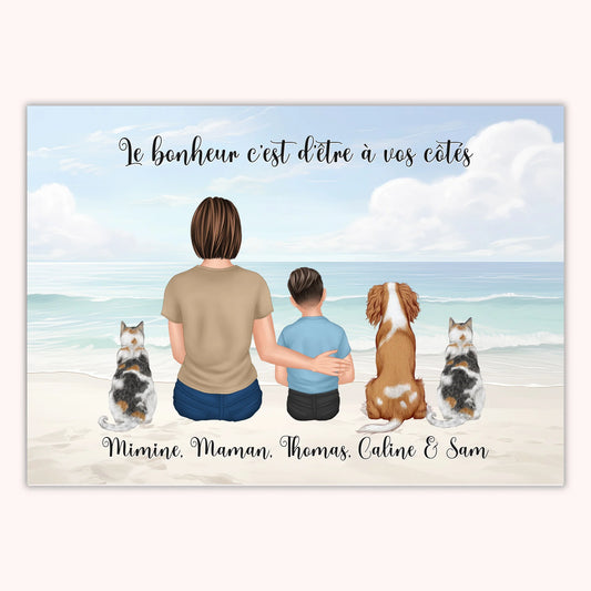 Affiche Personnalisée - Maman Enfant et Animaux