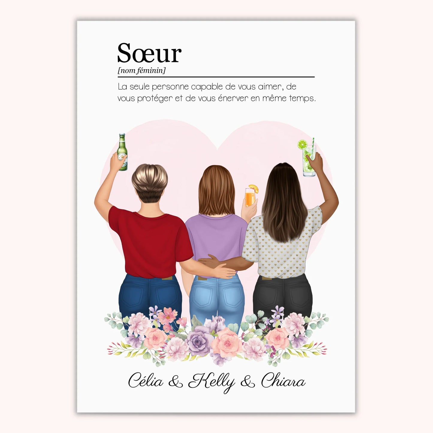 Affiche Personnalisée - Définition Sœur/Amie/Collègue/Cousine