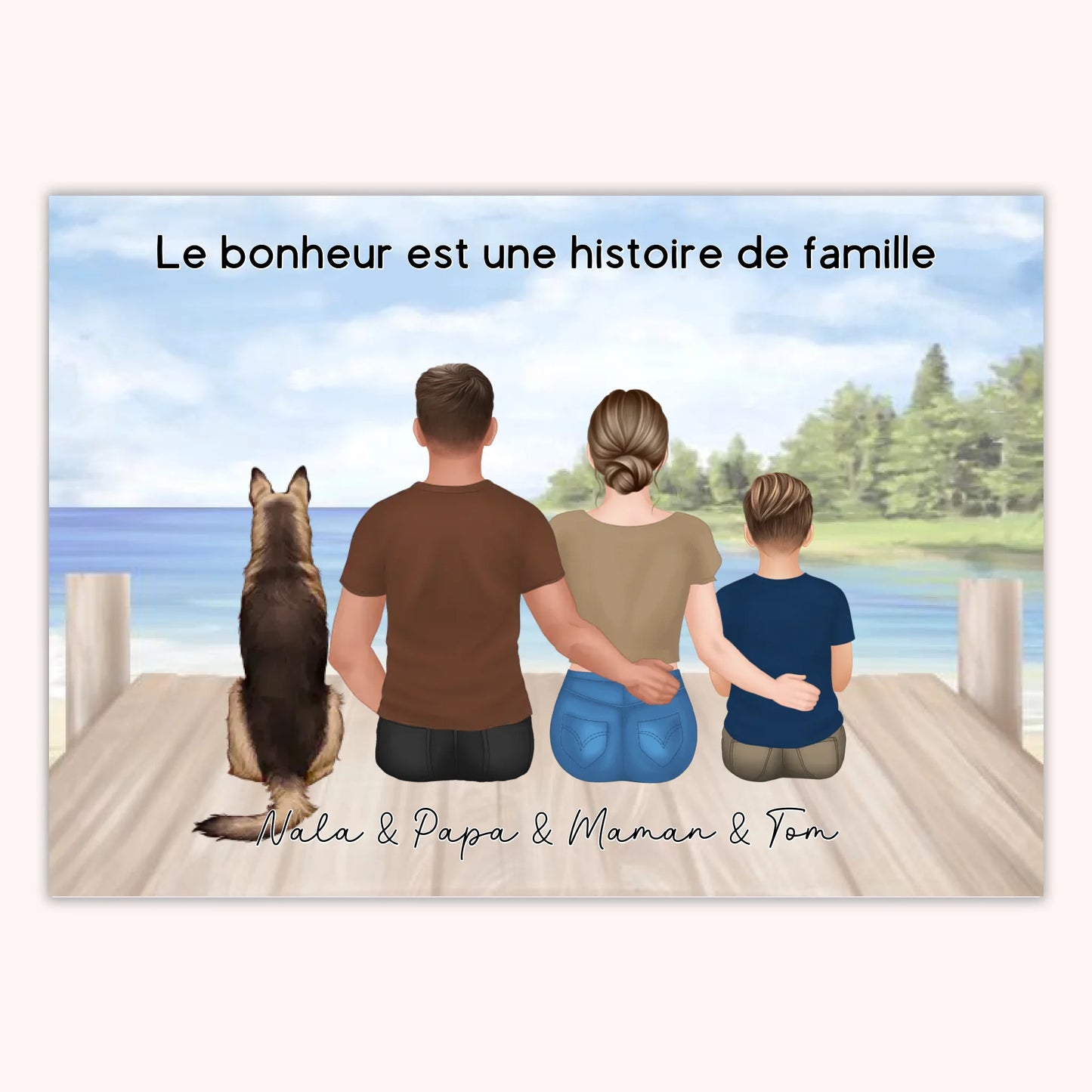 Affiche Personnalisée - Famille Papa Maman Enfants & Animaux