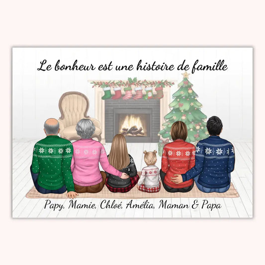 Affiche Personnalisée - Papy, Mamie, Papa, Maman et Enfants Noël