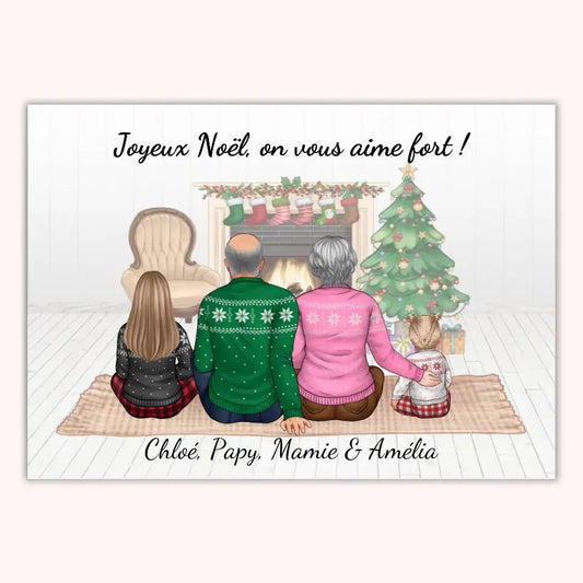 Affiche Personnalisée - Papy Mamie et petits-enfants Noël