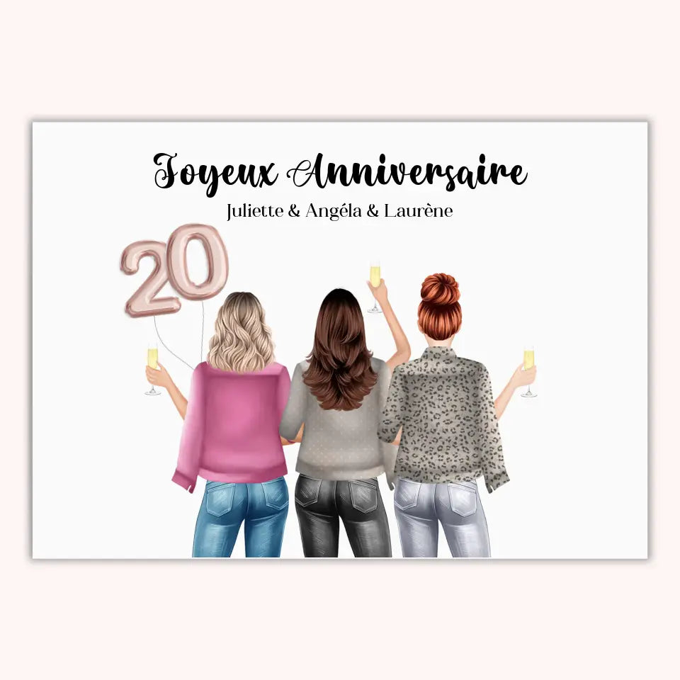 Affiche Personnalisée - Anniversaire Meilleure Amie Groupe