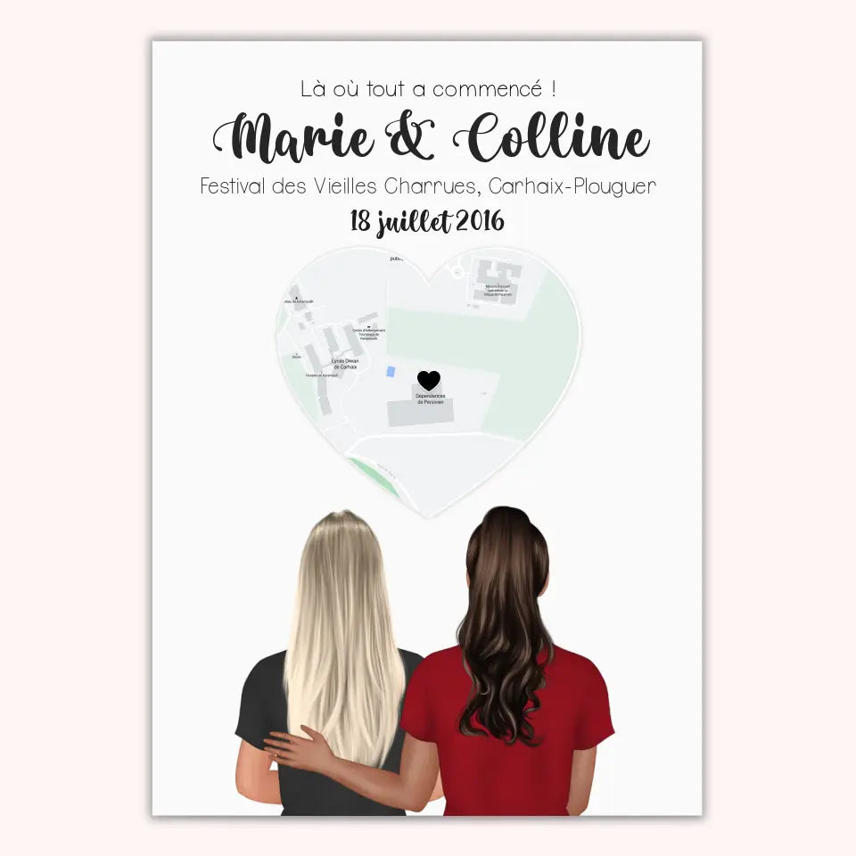 Affiche Personnalisée - Couple Lesbien Lieu Première Rencontre