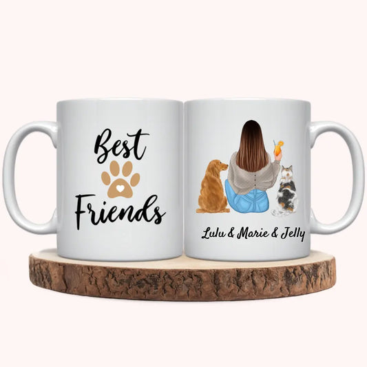 Mug Personnalisé - Femme et Animaux - Chien Chat et Lapin