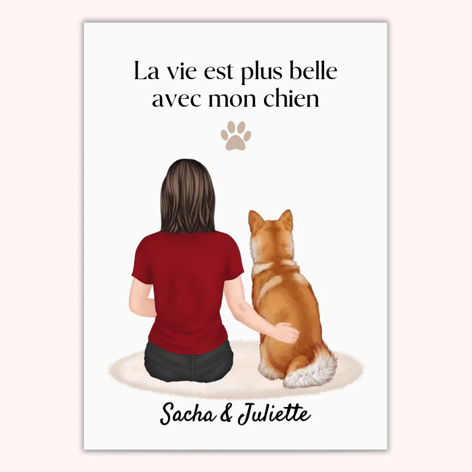 Affiche Personnalisée - Femme et Chien