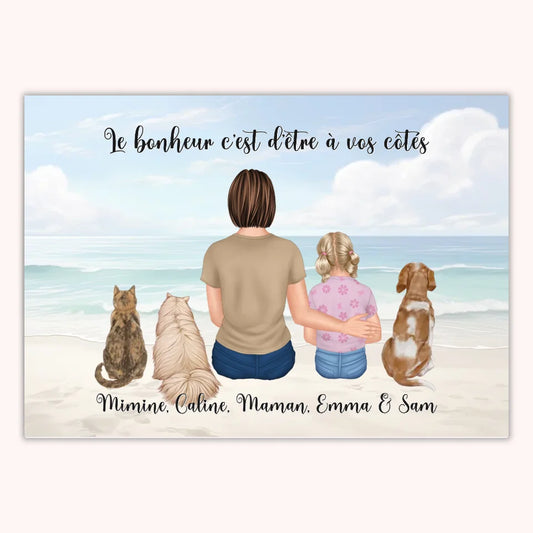 Affiche Personnalisée - Maman Enfant et Animaux