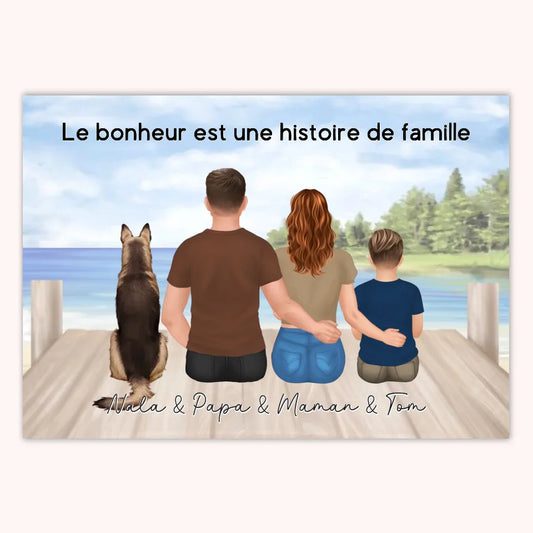 Affiche Personnalisée - Famille Papa Maman Enfants & Animaux