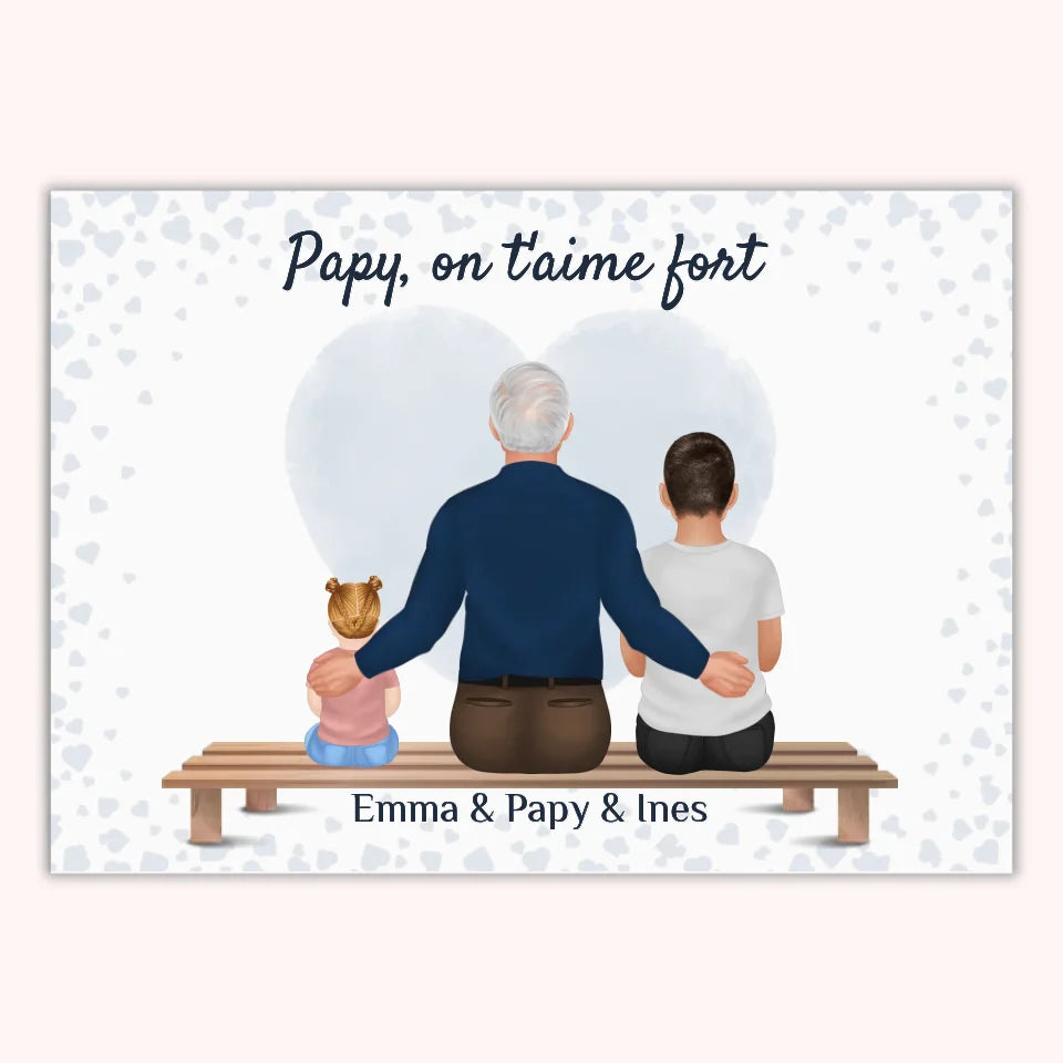 Affiche Personnalisée - Papy et Petits-Enfants