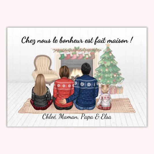 Affiche Personnalisée - Papa Maman et Enfants Noël