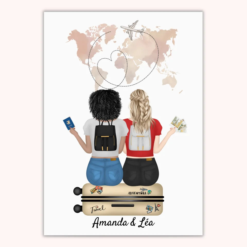 Affiche Personnalisée - Meilleure Amie Voyage