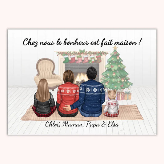 Affiche Personnalisée - Papa Maman et Enfants Noël