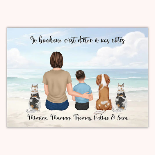 Affiche Personnalisée - Maman Enfant et Animaux