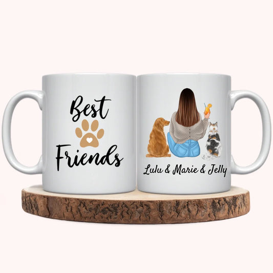 Mug Personnalisé - Femme et Animaux - Chien Chat et Lapin