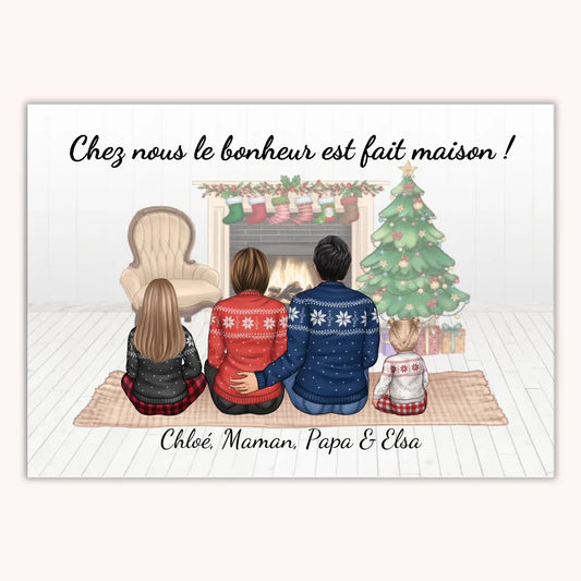 Affiche Personnalisée - Papa Maman et Enfants Noël