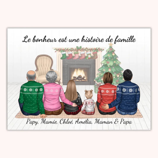 Affiche Personnalisée - Papy, Mamie, Papa, Maman et Enfants Noël