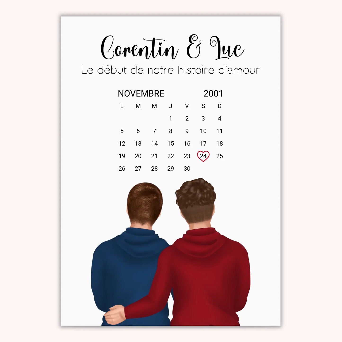 Affiche Personnalisée - Couple Gay Calendrier