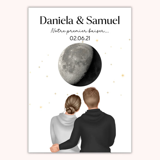 Affiche Personnalisée - Couple Date Lune