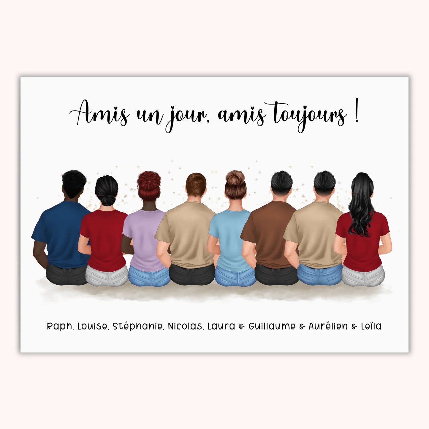 Affiche Personnalisée - Groupe Amis - Homme et Femme
