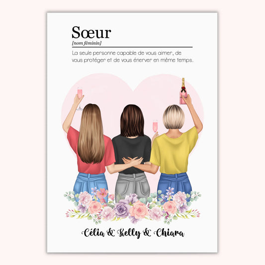 Affiche Personnalisée - Définition Sœur/Amie/Collègue/Cousine