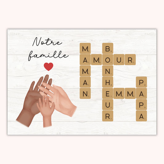 Affiche Personnalisée - Famille Scrabble - Avec Animaux