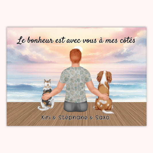Affiche Personnalisée - Homme et Animaux