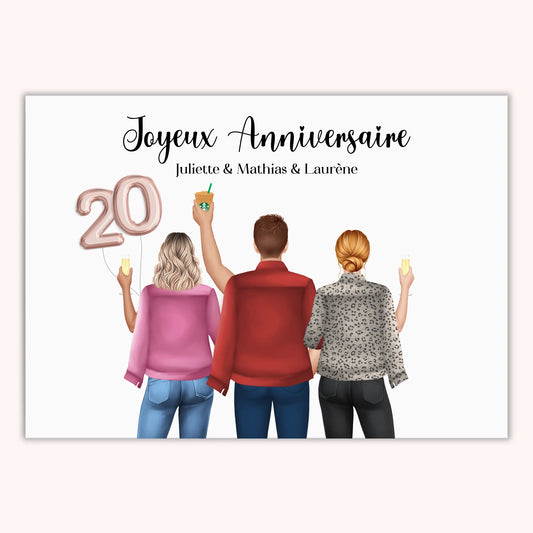 Affiche Personnalisée - Anniversaire Meilleure Amie Groupe