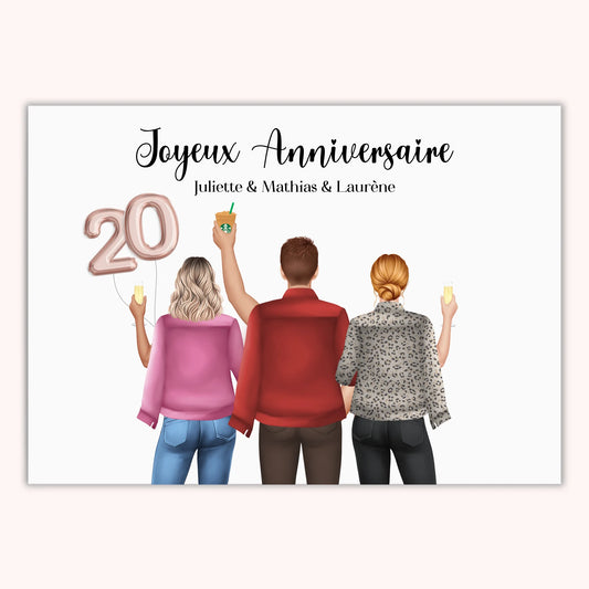 Affiche Personnalisée - Anniversaire Meilleure Amie Groupe