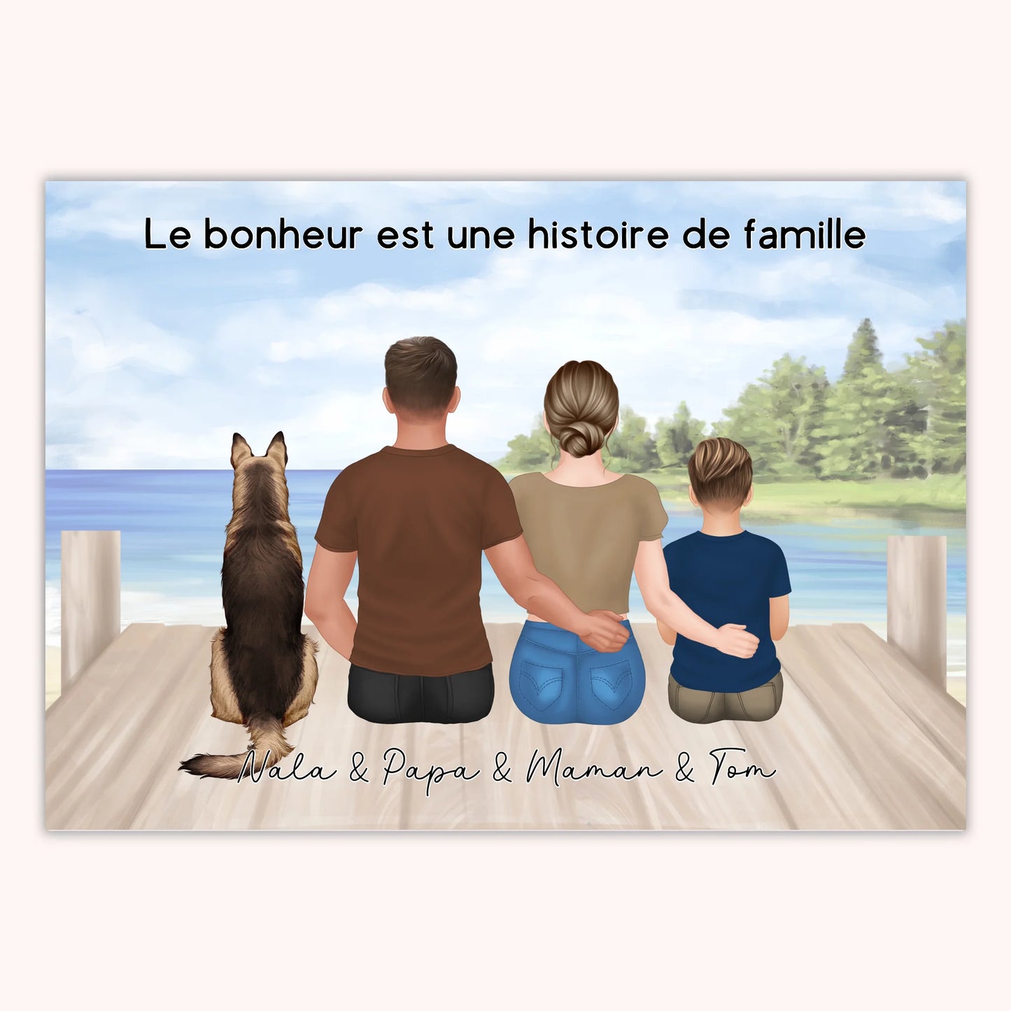 Affiche Personnalisée - Famille Papa Maman Enfants & Animaux