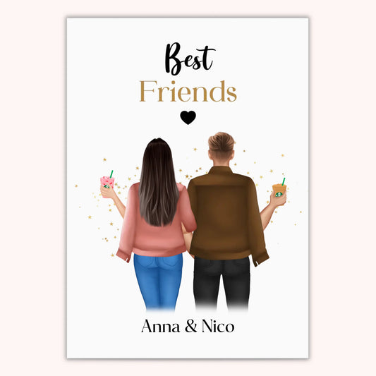 Affiche Personnalisée - Meilleurs Amis - Homme et Femme