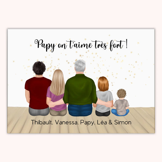 Affiche Personnalisée - Papy et petits-enfants