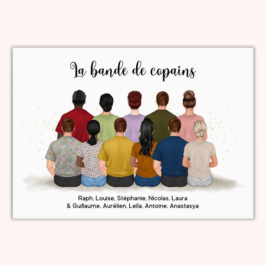 Affiche Personnalisée - Groupe Amis - Homme et Femme