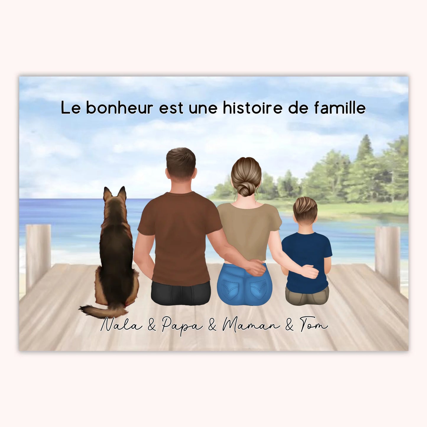 Affiche Personnalisée - Famille Papa Maman Enfants & Animaux