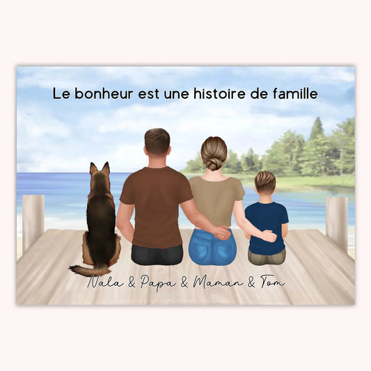 Affiche Personnalisée - Famille Papa Maman Enfants & Animaux