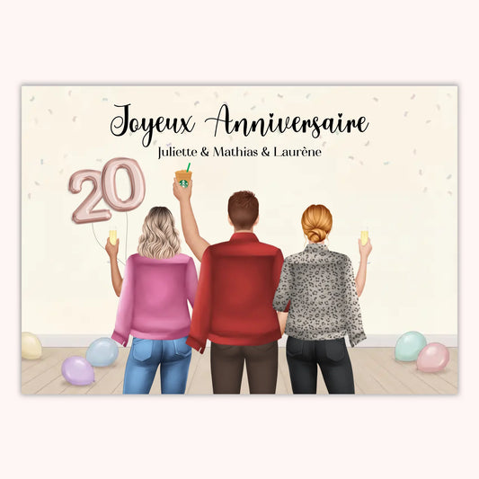 Affiche Personnalisée - Anniversaire Meilleure Amie Groupe
