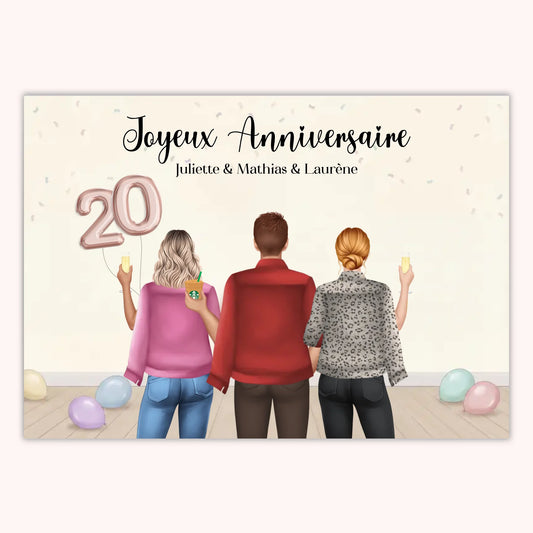 Affiche Personnalisée - Anniversaire Meilleure Amie Groupe