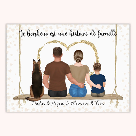 Affiche Personnalisée - Famille Papa Maman Enfants & Animaux