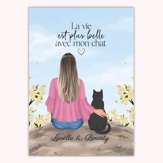 Affiche Personnalisée - Femme et Chat