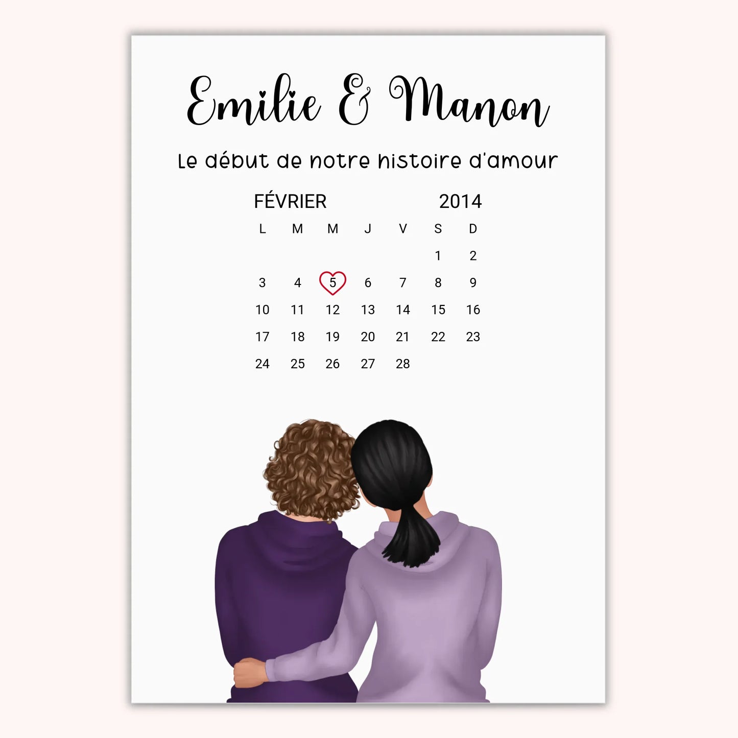 Affiche Personnalisée - Couple Lesbien Calendrier