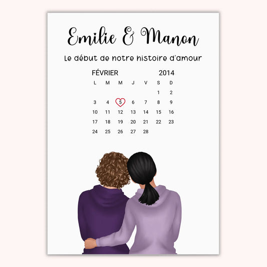Affiche Personnalisée - Couple Lesbien Calendrier