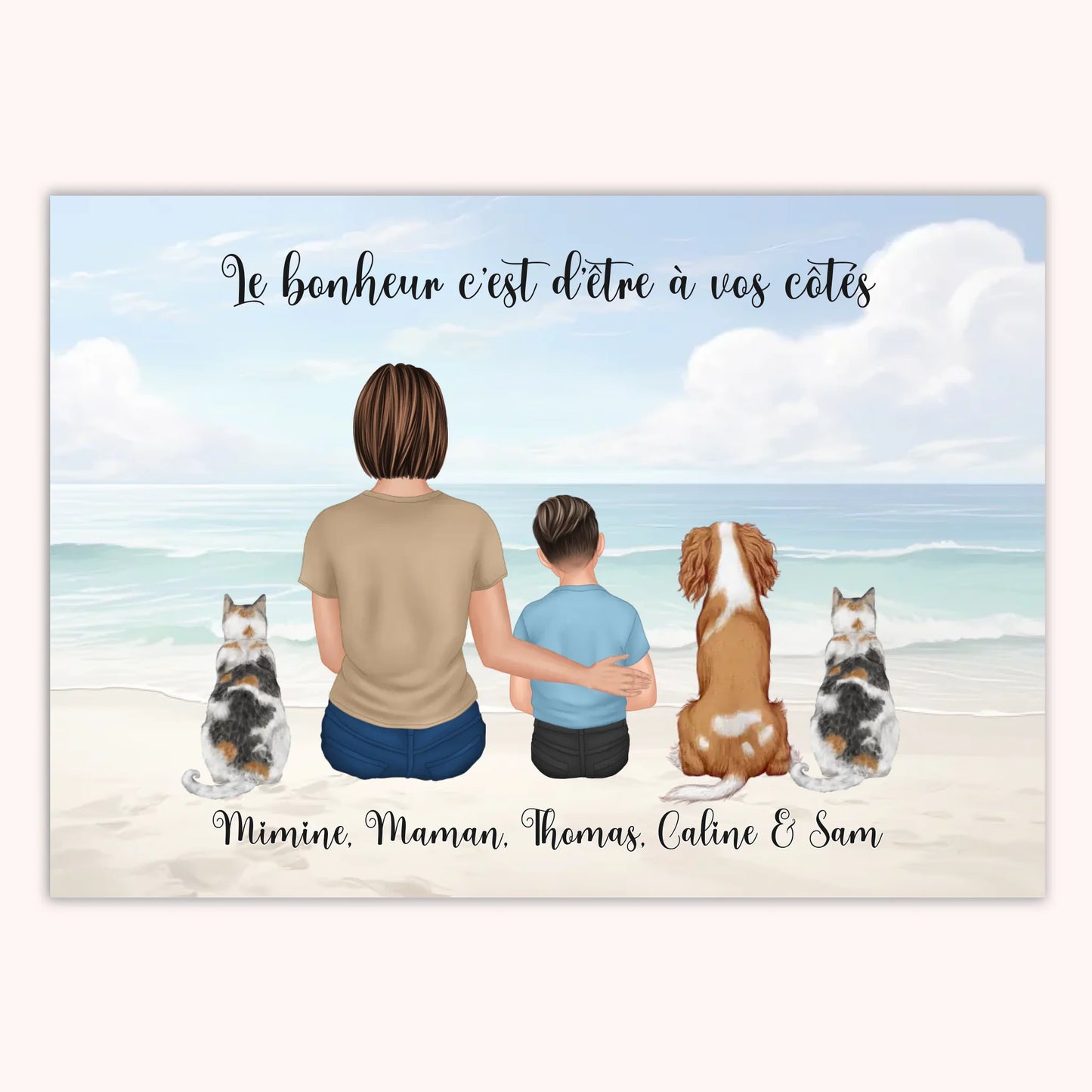 Affiche Personnalisée - Maman Enfant et Animaux