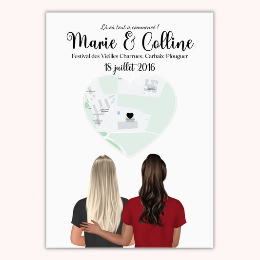 Affiche Personnalisée - Couple Lesbien Lieu Première Rencontre