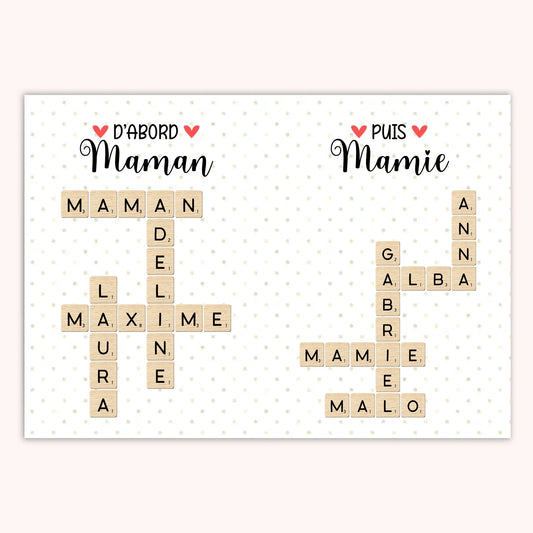 Affiche Personnalisée - D'abord Maman, Puis Mamie Scrabble