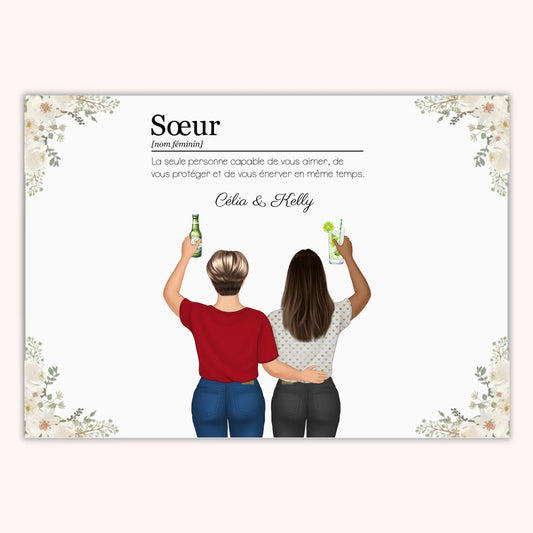 Affiche Personnalisée - Définition Sœur/Amie/Collègue/Cousine