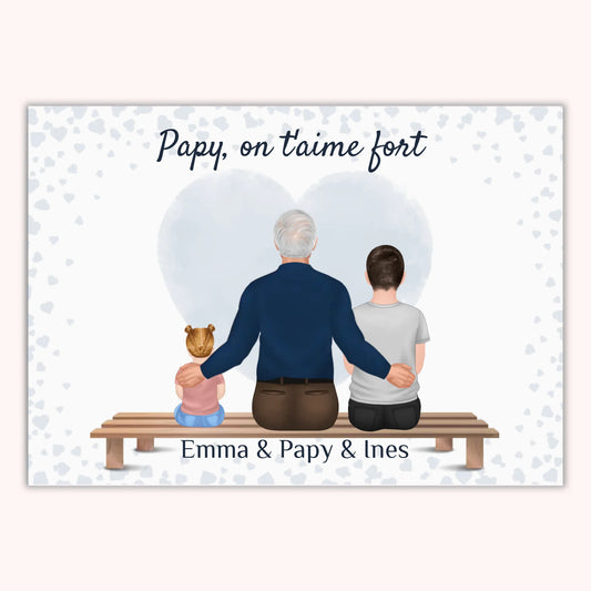Affiche Personnalisée - Papy et Petits-Enfants