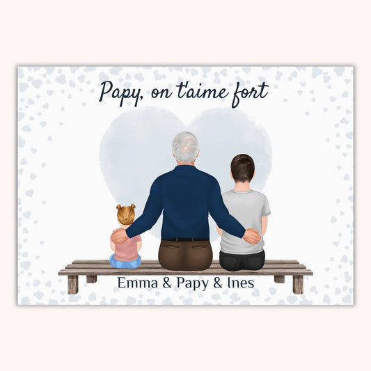 Affiche Personnalisée - Papy et Petits-Enfants