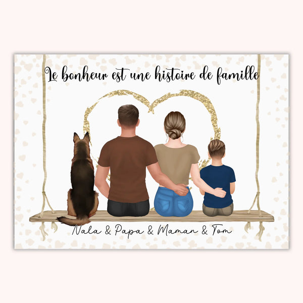 Affiche Personnalisée - Famille Papa Maman Enfants & Animaux